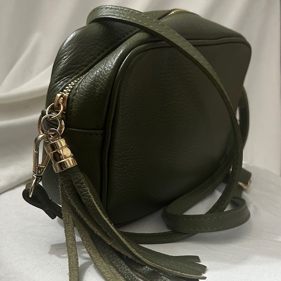 Elie Beaumont olive green crossbody camera bag geniune leather - Picture 5 of 7
